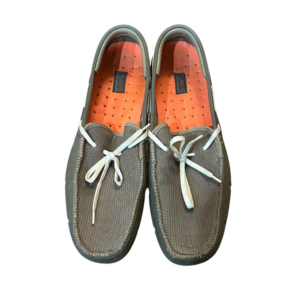 Swims Loafers Mens Gray Braided Lace Water Resistant Boat Shoes Size 12